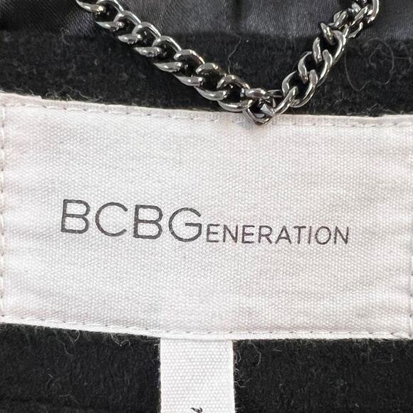 BCBGeneration Classic Black Wool Blend Winter Pea Coat SZ LARGE - Picture 8 of 14